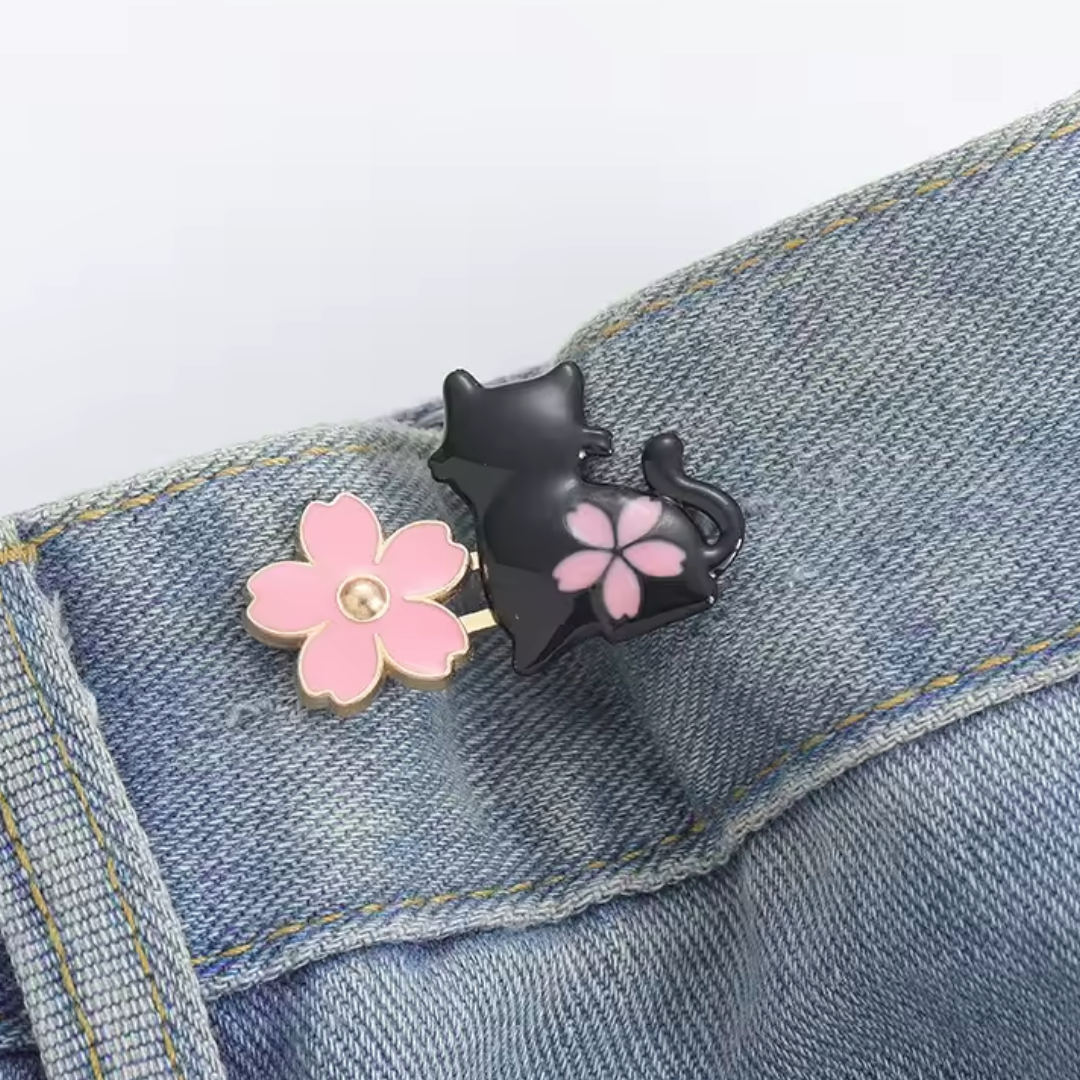 cat negro y flor